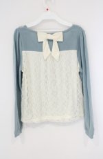 画像3: axes femme / バックレース切り替えニットプル  グリーン O-26-10-25-061-AX-TO-OW-OS (3)