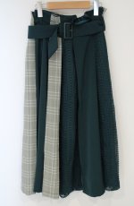 画像1: axes femme POETIQUE / パッチワークプリーツスカート M グリーン O-26-10-25-065-AX-SK-OW-OS (1)