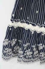 画像2: axes femme / 裾刺繍ストライプスカート M ネイビー O-26-10-25-081-AX-SK-IG-OS (2)