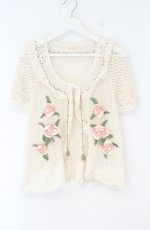 画像1: PINK HOUSE / ポワン・ド・ローズモチーフニットベスト  アイボリー O-26-10-25-013-LO-TO-OW-OS (1)