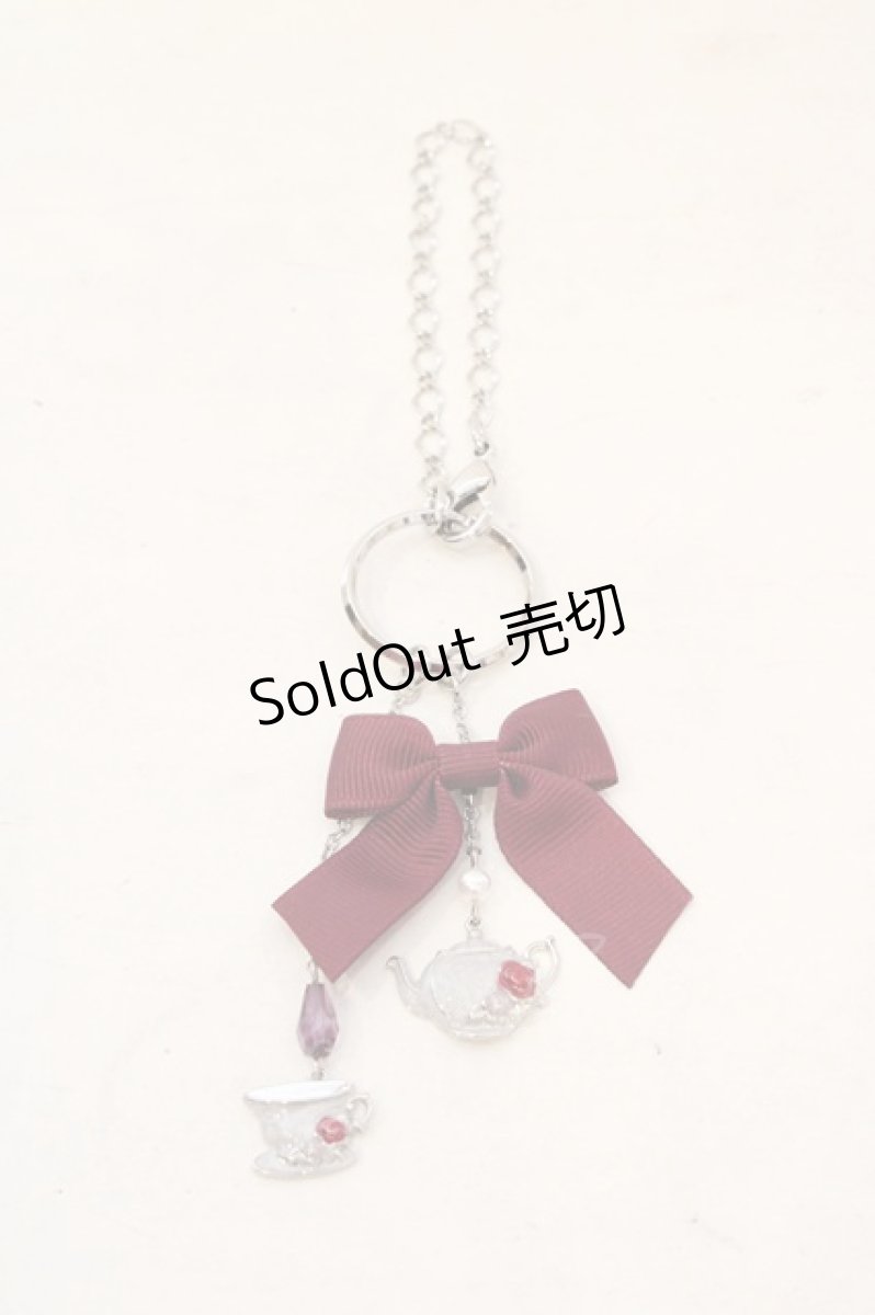 画像1: axes femme / ティータイムリボンチャーム  シルバー×ワインリボン O-26-10-26-1033-AX-ZA-OW-OS (1)