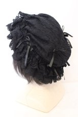 画像2: axes femme / リボン×フリルレースキャップ  クロ O-26-10-26-1013-AX-AC-OW-OS (2)