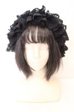 画像3: axes femme / リボン×フリルレースキャップ  クロ O-26-10-26-1013-AX-AC-OW-OS (3)
