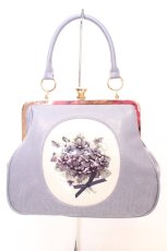 画像1: an another angelus / フレームスミレ刺繍がま口バッグ  ラベンダー O-26-10-26-1002-CA-BG-OW-OS (1)