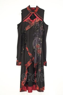 Preview of 裏起毛着物カットソー  ブラック×レッド