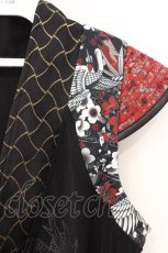 画像2: Qutie Frash / 2019年プレミアム-紅鶴-着物チュニック  ブラック×レッド O-26-10-26-058-QU-TO-IG-OS (2)
