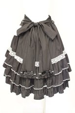 画像5: metamorphose / 【プラスサイズ】Dress up はしごレースハイウエストスカート 2 クロ×シロ O-26-10-26-018-ME-SK-OW-OS (5)