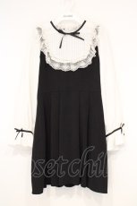 画像1: evelyn / ハイネックレースドッキングワンピース  クロ×シロ O-26-10-27-032-LO-OP-OW-OS (1)