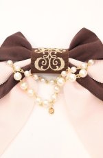 画像2: Enchantlic Enchantilly / ロゴ刺繍パールリボンブローチ  ピンク×ブラウン O-26-10-27-1033-LO-AC-OW-OS (2)