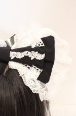 画像2: ATELIER PIERROT / Sweet Lace Ribbon Headband  ブラック×ホワイト O-26-10-27-1040-EL-AC-OW-OS (2)