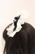 画像3: ATELIER PIERROT / Sweet Lace Ribbon Headband  ブラック×ホワイト O-26-10-27-1040-EL-AC-OW-OS (3)