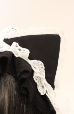 画像2: ATELIER PIERROT / Mimi de Chat Lace Headdress　ヘッドドレス  ブラック×ホワイト O-26-10-27-1041-EL-AC-OW-OS (2)