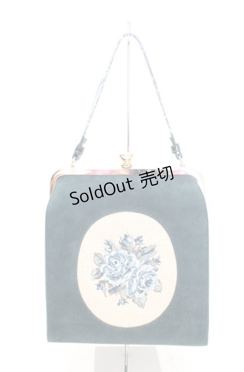 画像1: an another angelus / カメオローズ刺繍スクエアがま口バッグ  ブルーグリーン O-26-10-27-1006-CA-BG-OW-OS (1)