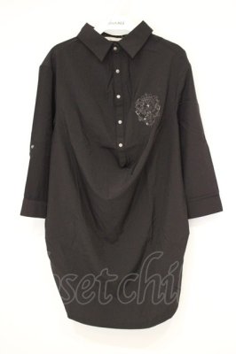 Preview of 刺繍入りシャツプルオーバー  ブラック