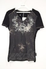 画像1: Ozz Croce / キングスカルムラ染め切り替えTシャツ  グレー×ブラック O-26-10-27-092-OO-TO-IG-OS (1)