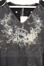画像2: Ozz Croce / キングスカルムラ染め切り替えTシャツ  グレー×ブラック O-26-10-27-092-OO-TO-IG-OS (2)
