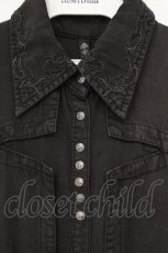 画像2: Ozz Croce / 刺繍襟&スナップボタンシャツワンピース  グレー O-26-10-27-097-OO-OP-IG-OS (2)
