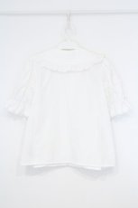 画像4: Chalmiere / トーションレース丸襟半袖ブラウス M シロ O-26-10-27-002-AX-BL-OW-OS (4)