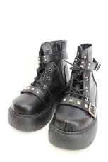 画像1: DearMyLove / スタッズ闇闇レースアップ厚底スニーカーブーツ 24.0cm クロ O-26-10-28-032-GO-SH-OW-OS (1)