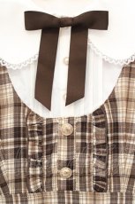 画像2: axes femme POETIQUE / チェックフリルレディワンピース M ブラウン×アイボリー O-26-10-29-064-AX-OP-IG-OS (2)