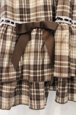 画像3: axes femme POETIQUE / チェックフリルレディワンピース M ブラウン×アイボリー O-26-10-29-064-AX-OP-IG-OS (3)