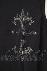 画像2: Ozz Croce / クロス刺繍ノースリーブジップトップス  ブラック O-26-10-29-073-OO-TO-IG-OS (2)
