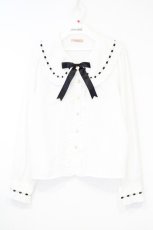画像1: Amavel / Candy Ribbonはしごレースブラウス  シロ×クロ O-26-10-29-012-CA-BL-IG-OS (1)