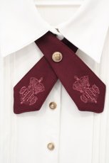 画像2: Amavel / Historical Butler クロスタイブラウス  シロ×ワイン O-26-10-29-013-CA-BL-IG-OS (2)
