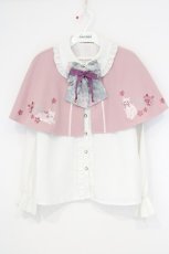 画像1: Amavel / 鈴猫みくじの縁結ケープ付ブラウス  シロ×ピンク O-26-10-29-020-CA-BL-IG-OS (1)
