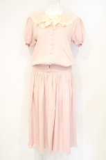 画像1: INGEBORG / レースカラー半袖ニットセットアップ  ピンク O-26-10-31-001-LO-OP-OW-OS (1)