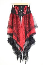 画像1: MAJOH(MR corset) / TIERED LACE TAIL VERY SHORT CORSET XS ブラック×レッド O-26-10-31-050-LO-ZA-OW-OS (1)