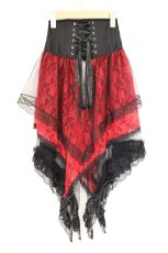 画像5: MAJOH(MR corset) / TIERED LACE TAIL VERY SHORT CORSET XS ブラック×レッド O-26-10-31-050-LO-ZA-OW-OS (5)