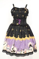 画像1: ALICE and the PIRATES / Marionette in my closet room柄 ジャンパースカートII  クロ×パープル O-26-10-31-052-PA-OP-OW-OS (1)