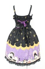 画像7: ALICE and the PIRATES / Marionette in my closet room柄 ジャンパースカートII  クロ×パープル O-26-10-31-052-PA-OP-OW-OS (7)