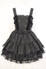 画像1: DARK IN LOVE / Dark striped double-breasted doll dress　ジャンパースカート S ブラック O-26-10-31-053-PU-OP-OW-OS (1)
