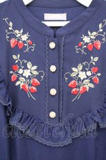 画像2: axes femme POETIQUE / ブロッキングベリー刺繍ワンピース M ブルー O-26-10-31-061-AX-OP-IG-OS (2)