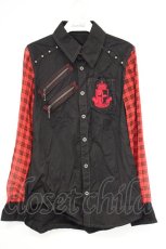 画像1: ALGONQUINS / シフォンスリーブエンブレム刺繍ブラウス F ブラック×レッド O-26-10-31-071-AL-BL-OW-OS (1)