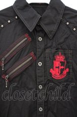 画像2: ALGONQUINS / シフォンスリーブエンブレム刺繍ブラウス F ブラック×レッド O-26-10-31-071-AL-BL-OW-OS (2)