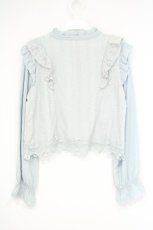 画像3: axes femme POETIQUE / レースラッフルフリルブラウス M ミント O-26-10-31-084-AX-BL-IG-OS (3)