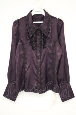 画像1: DearMyLove / ゴシック風バラレースフリルストライプブラウス M パープル O-26-10-31-010-GO-BL-OW-OS (1)