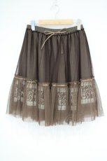 画像1: axes femme / 裾メルヘン柄ペチミニ M ブラウン O-26-10-31-091-AX-SK-OW-OS (1)