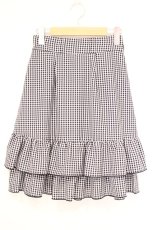 画像1: axes femme POETIQUE / リボン付バックフリルスカート M クロ×シロ O-26-10-31-093-AX-SK-IG-OS (1)