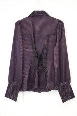 画像4: DearMyLove / ゴシック風バラレースフリルストライプブラウス M パープル O-26-10-31-010-GO-BL-OW-OS (4)