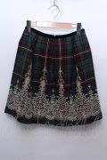 Jane Marple / 裾刺繍チェックスカート  グリーン S-24-01-08-078-JM-SK-UT-ZS