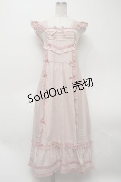 画像1: PINK HOUSE / ミニリボンエプロンノースリーブワンピース  ピンク S-24-02-05-023-LO-OP-UT-ZS