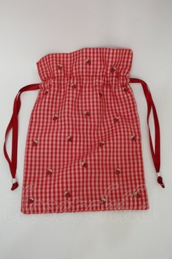 画像1: Maison de FLEUR / いちご刺繍巾着  赤 S-24-02-05-055-LO-BG-UT-ZS