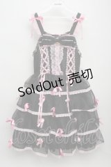 BABY,THE STARS SHINE BRIGHT / Eternal Ribbon Featheryジャンパースカート  黒ｘピンク S-24-02-14-047-BA-OP-AS-ZS