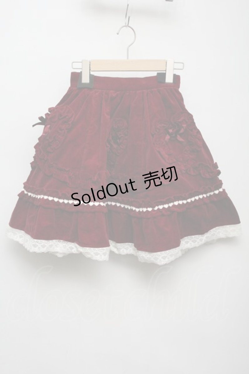 画像1: Angelic Pretty /別珍クルクルハートスカート  ワイン S-24-02-15-091-AP-SK-AS-ZS (1)