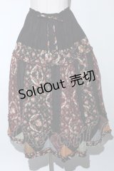 PINK HOUSE /ベリーズブーケパッチワークスカート  黒ｘワイン S-24-03-24-091-LO-SK-AS-ZS