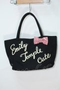 Emily Temple cute / ロゴ&スパンコールリボントートバッグ  黒 S-24-04-12-025-ET-BG-SZ-ZS